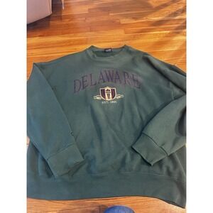Vintage Jansport Green Delaware State Sweatshirt Crewneck Embroidered‎ 2XL XXL